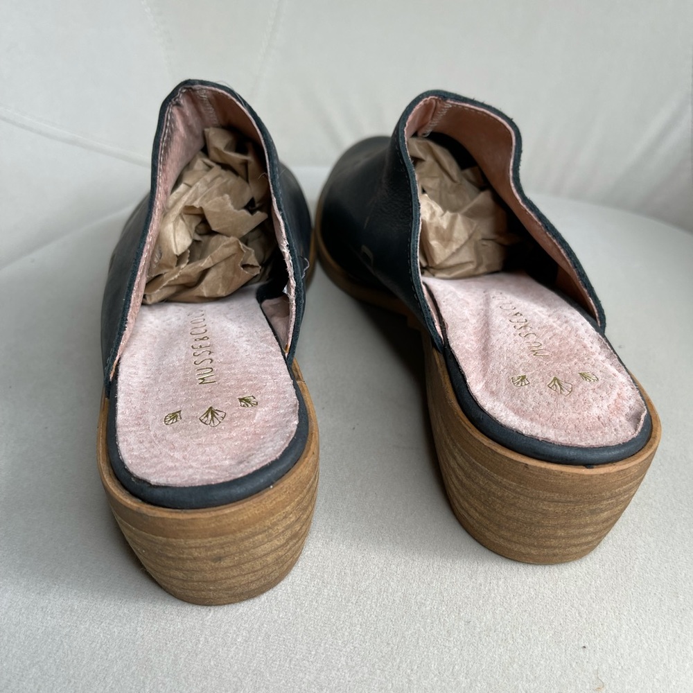 Musse & Cloud Heeled Leather Clog Mule Black Sz 7 - Picture 4 of 5
